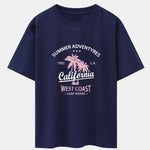 California Palm Tree Print Drop Shoulder Oversize T-Shirt