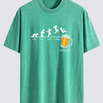 Beer Weekly Evolution Print Washed Distressed Drop Shoulder T-Shirt
