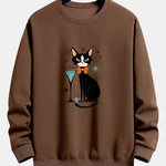 Atomic Black Cat Print Relax Fit Sweatshirt