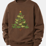 Dinosaur Christmas Tree Print Relax Fit Sweatshirt