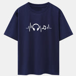 Heartbeat Music Print Drop Shoulder Oversize T-Shirt