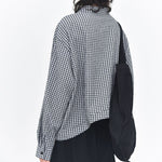 Curved Hem Checkered Textured Shirt