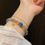 Buddha Stones Natural Moonstone Flower Chram Healing Beads Bracelet