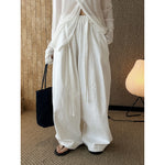 Women's High-waisted Pleated Belted Wide-leg Casual Trousers