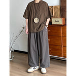 Japanese Retro Zippered Pocket Wide-Leg Pants
