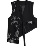 Embroidered Irregular Loose Versatile Vest