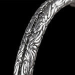 Buddha Stones Flower Dragon Pattern Engraved Balance Cuff Bracelet Bangle
