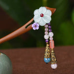 Buddha Stones Red Sandalwood Amethyst Aventurine Protection Hairpin Decoration