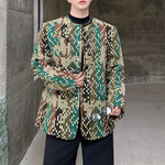 Colorful Plaid Collarless Woolen Coat