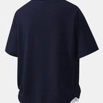 Relax Fit Smiley Face Print 2 In 1 Notched Collar Waffle T-Shirt