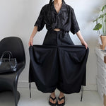 Irregular 3D Drawstring Loose Wide-leg Pants