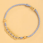 Buddha Stones Copper Coin Fortune Tree Pearl Luck Blue Rope Braided Bracelet