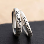 Buddha Stones 990 Sterling Silver Six True Words Om Mani Padme Hum Love Peace Ring (Extra 35% Off | USE CODE: FS35)