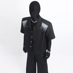 Spray-painted Beading Cropped Jacket