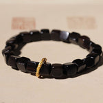 Buddha Stones Tibetan Ebony Wood Square Beads Peace Calm Bracelet