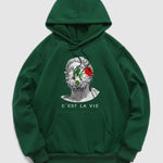 Men's Rose Stone Portrait Print Pullover Hoodie