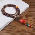Buddha Stones Tibetan Wenge Wood Bodhi Seed Agate Balance Peace Necklace Pendant (Extra 40% Off | USE CODE: FS40)