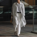 Japanese Retro Striped Knee-length Shirt