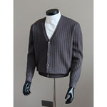 V-neck Striped Knit Cardigan