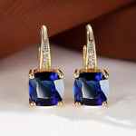 Mystic Sapphire Stone Hoop Earrings