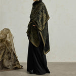 Ink Painting Split Double-sided Knitted Shawl