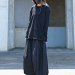 Pure Black Versatile Loose Long Sleeves