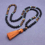 Buddha Stones Tibetan Black Onyx Peaceful Mala Set