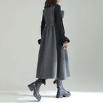 Woolen Bowknot Suspender Dress