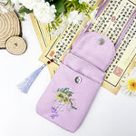 Buddha Stones Small Embroidered Flowers Crossbody Bag Shoulder Bag Double Layer Cellphone Bag