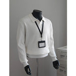 Seagull Collar Long-sleeved Knit Sweater