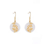 Buddha Stones FengShui White Jade Fortune Earrings