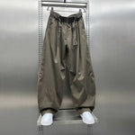 Loose-fitting Curved Elastic Waist Casual Pants