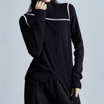 Irregular Stand Collar Long Sleeve T-shirt