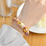 Buddha Stones Tibetan Incense Ash Liuli Glass Bead Luck Protection Nine Tailed Fox Bracelet