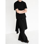Asymmetric Deconstructed A-line Slit Multi-button Skirt
