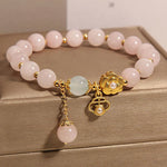 Buddha Stones Natural Pink Crystal Lucky Flower Warmth Bracelet