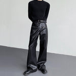 Vintage Zipper PU Leather Bootcut Trousers