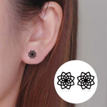 Buddha Stones Tibetan Lotus Pattern New Beginning Stud Earrings