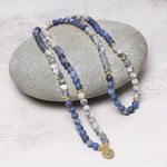 Buddha Stones 108 Natural Stone Mala Bead Lotus Pendant Bracelet