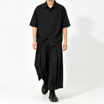 Japanese High Waist Asymmetric Cropped Wide Leg Skirt-pants