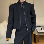 Retro Short Jacket Stand Collar Zipper Jacket