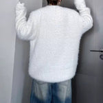 American Stand-up Collar Mink Beaded Sweater