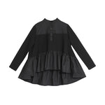 Long-sleeved Patchwork Slim-fitting Babydoll Shirt