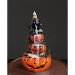 Buddha Stones Halloween Pumpkins Ghost Resin Backflow Smoke Fountain Incense Burner Decoration
