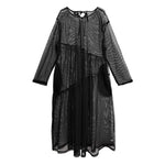 Women's Elegant Sheer Mesh Midi Dress