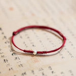 Buddha Stones 925 Sterling Silver Luck Bead Protection Red String Thin Cord Braided Bracelet
