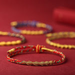 Buddha Stones Handmade Chinese Zodiac Natal Buddha Protection Strength Braided String Bracelet