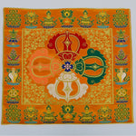 Buddha Stones Flower Endless Knot Prayer Altar Mat Healing Meditation 8 Auspicious Symbols Mat Table Runner