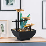 Buddha Stones Three Layers Waterfall Fountain Tabletop Lotus Ornaments With River Rocks Desktop Decoration