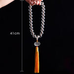 Buddha Stones Natural White Crystal Lotus Wrist Mala Meditation Tassels Pocket Mala Car Decoration